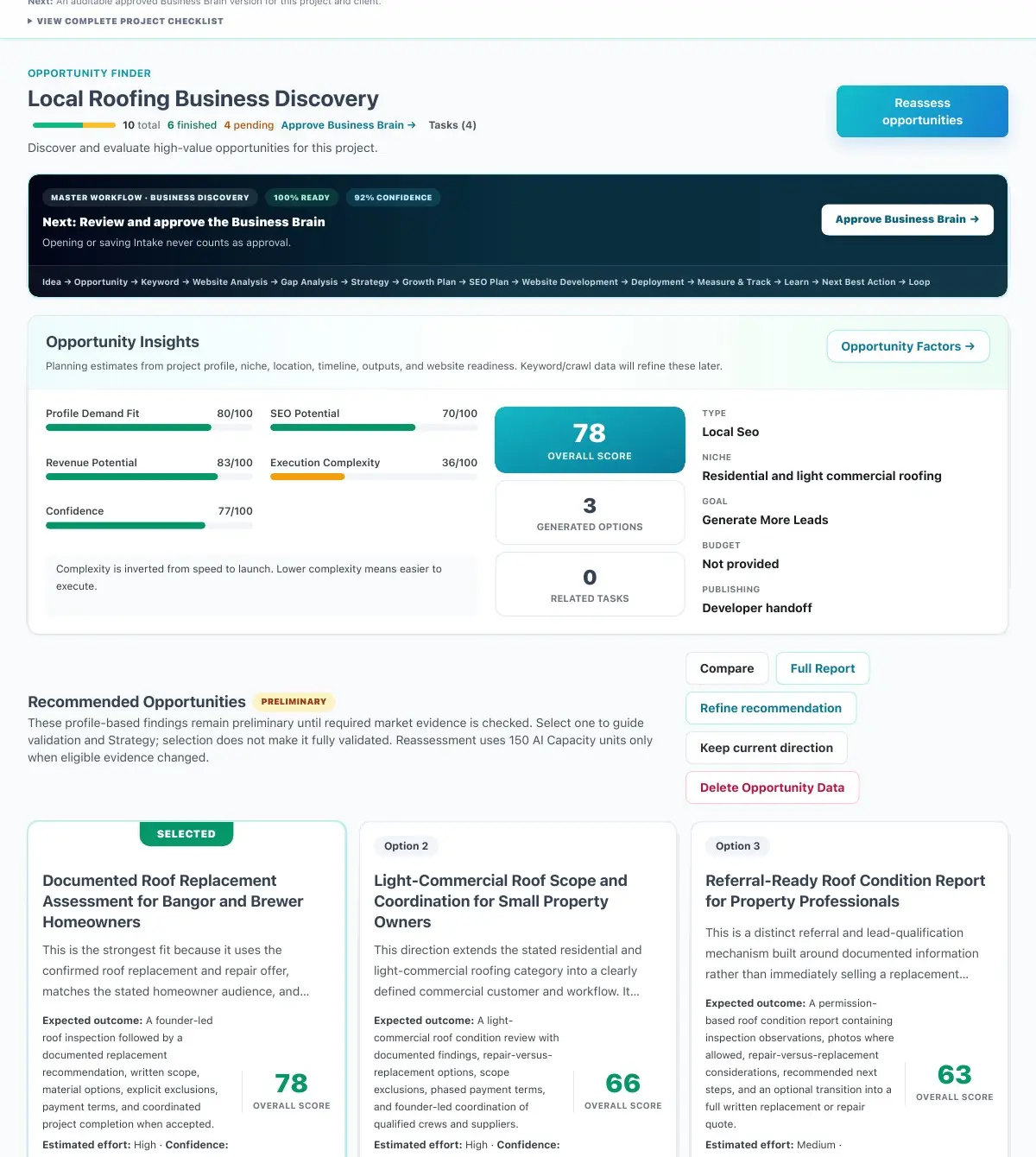 SEnuke AI Opportunity Intelligence screen